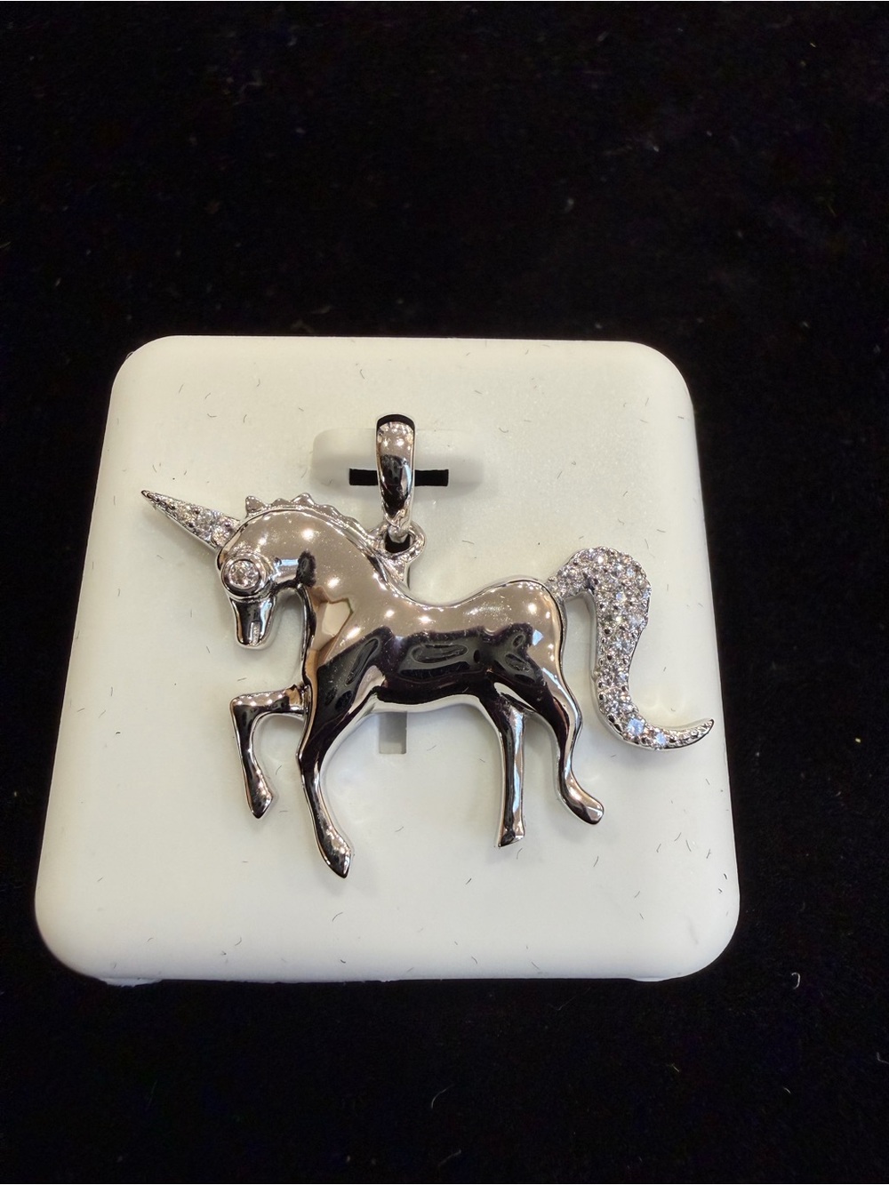 $300 Retail 1.0 Carat Moissanite Unicorn Pendant in 925 Sterling Silver